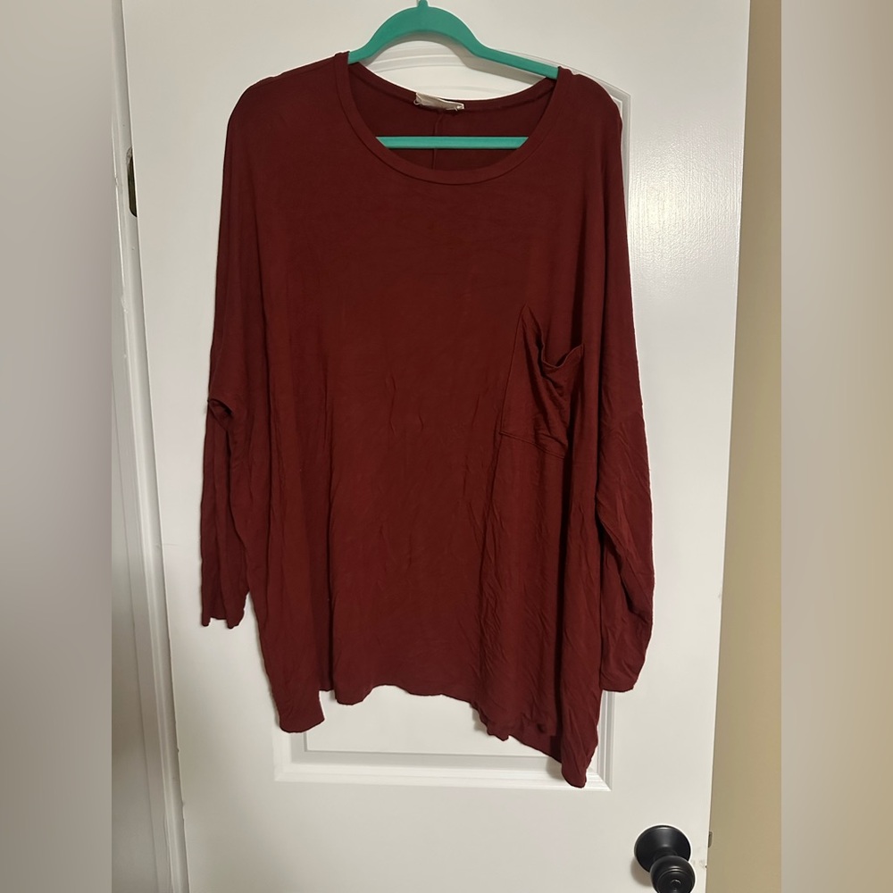 Zenana Outfitters Burgundy Long Sleeve Tee